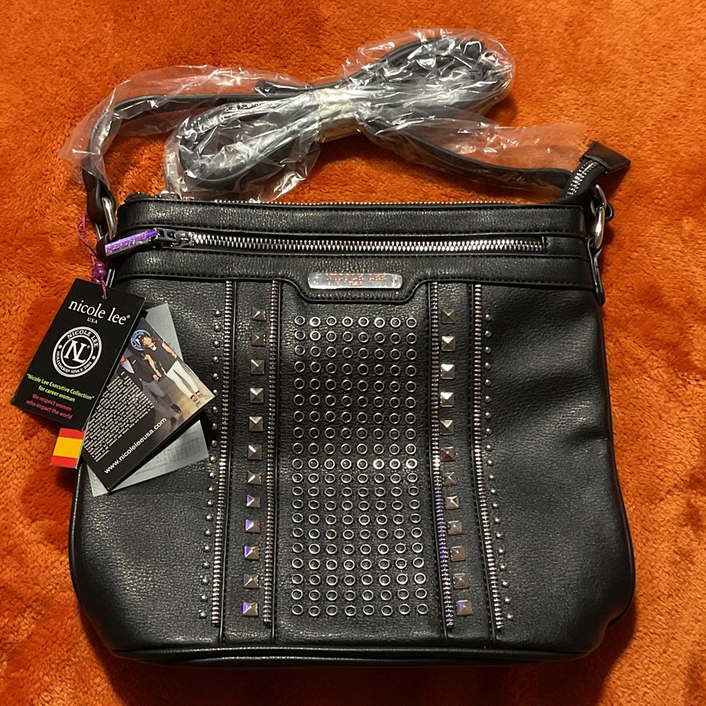 Nicole Lee Black Studded Crossbody Bag